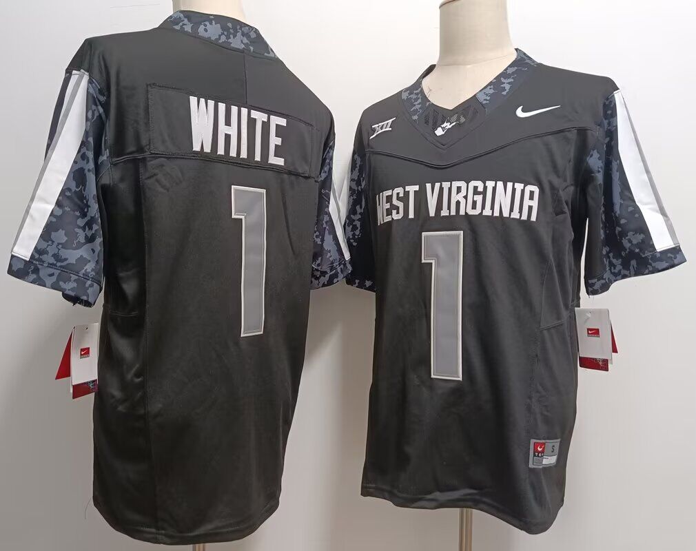 Men West Virginia Mountaineers #1 Jahiem White Black 2024 NCAA nike jersey